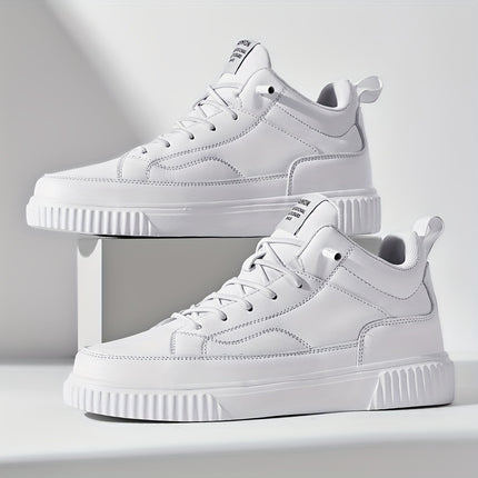 Men's Trendy Solid Ankle Skate Shoes, Wear-resistant Non Slip Lace-up Casual Sneakers For Outdoor