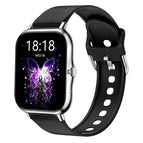 Silvery Case Black Strap