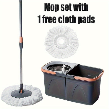 4pcs Family Spin Mop and Bucket, Includes 1 Replacement Cloth and 1 Spray Bottle.