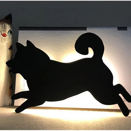 LED Animal Dog Cat Night Light Kitten Smart Sound Sensor Control Wall Lamp Home Corridor Balcony Night Lamp Baby Kids Sleep Lamp