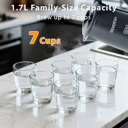 Kettle with Stainless Steel Interior & Fast Boiling (1500W) - Boil-Dry Protection, Auto Shut-Off,