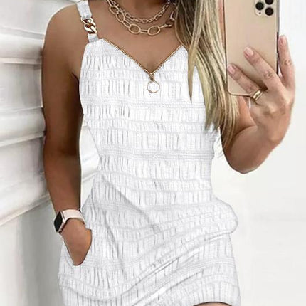 Y2K Fashion Women's Dress Casual Sexy Strap Sleeveless Denim Look Print Chain Decor Casual Dress 2025 Summer New Ottd