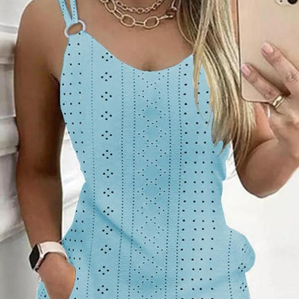 Y2K Fashion Women's Dress Casual Sexy Strap Sleeveless Denim Look Print Chain Decor Casual Dress 2025 Summer New Ottd