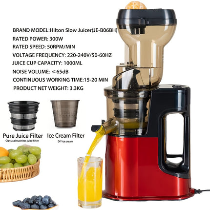 Juicer Slow Masticating Juicer Machine with Rotate Large Feed Chute for Most Fruits and Vegetables, Easy to Clean