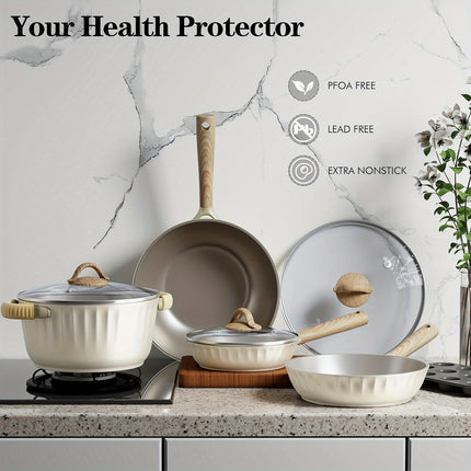 Cookware Sets, Non Stick Induction Cookware Kitchen Cooking Set w/ Frying Pans & Saucepans,