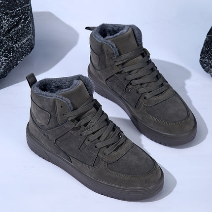 2025 New Men'S High-Top Shoes | Classic Grey Winter Boots, Comfortable Warm Soft Lining, Casual Style