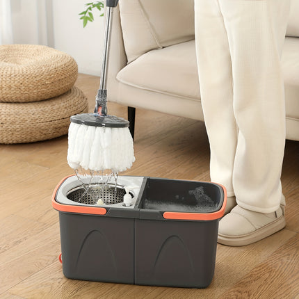 4pcs Family Spin Mop and Bucket, Includes 1 Replacement Cloth and 1 Spray Bottle.