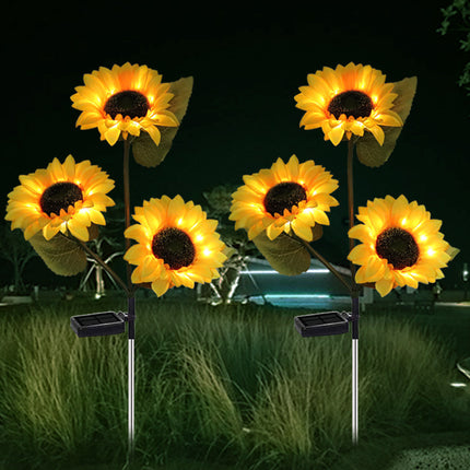 LED Solar 3-head Sunflower Outdoor Artificial Flower