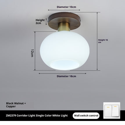 Chinese Style Simple And Light Luxury Walnut Brass Ceiling Lamp