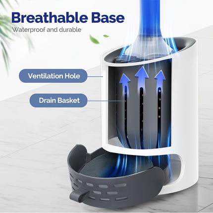 Toilet Brush with Cleaning Solution and Wall-Mounted Holder, White No Drilling Required,