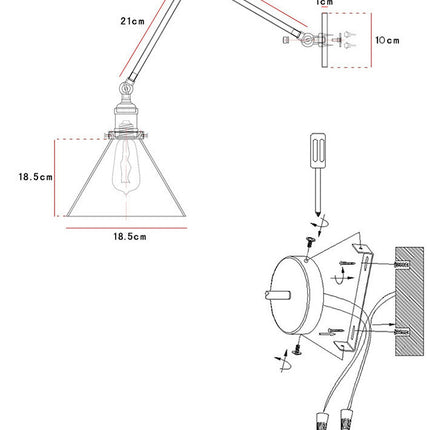 Retro folding wall light