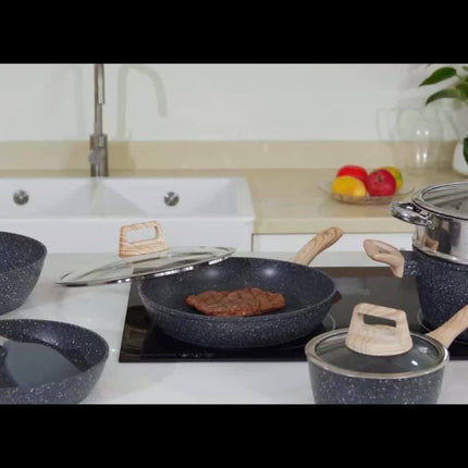 12 POTS and pans Set, Non-stick Cookware Set, Induction Cookware Non-stick Granite Cooking Set