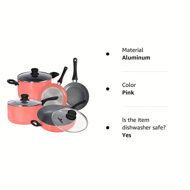 8-Piece Nonstick Pots And Pans Sets, Kitchen Cookware With Ceramic Coating, Dishwasher Safe,