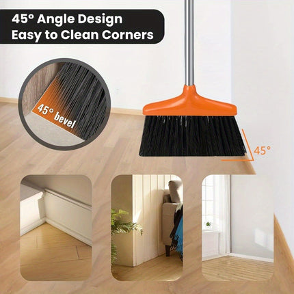 Broom and Dustpan Set with Long Handle for Home Kitchen Room Office Lobby Floor Use,