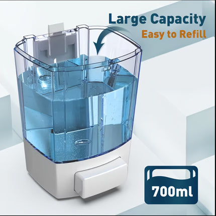 SVAVO 700ml Large Capacity Wall-Mounted Soap Dispenser - Heavy-Duty PVC-Free Plastic Push