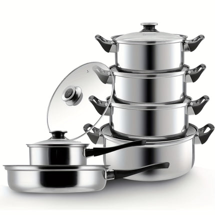 Non Stick, 6 Pcs Hybrid Stainless Steel Cookware Sets, Non Stick Frying Pans,