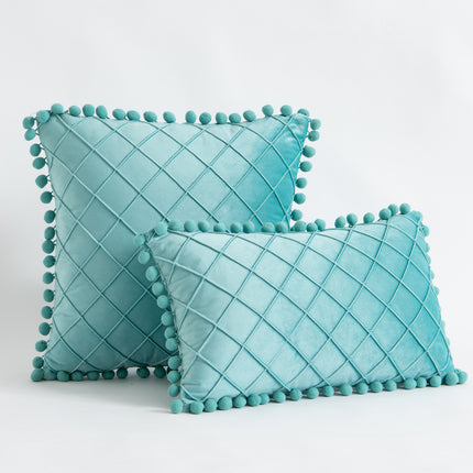 Velvet Solid Color Diamond Tassel Pillowcase
