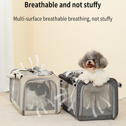 Large Roll-Up Cat Carrier for Outdoor Use, Portable, Breathable, Windproof