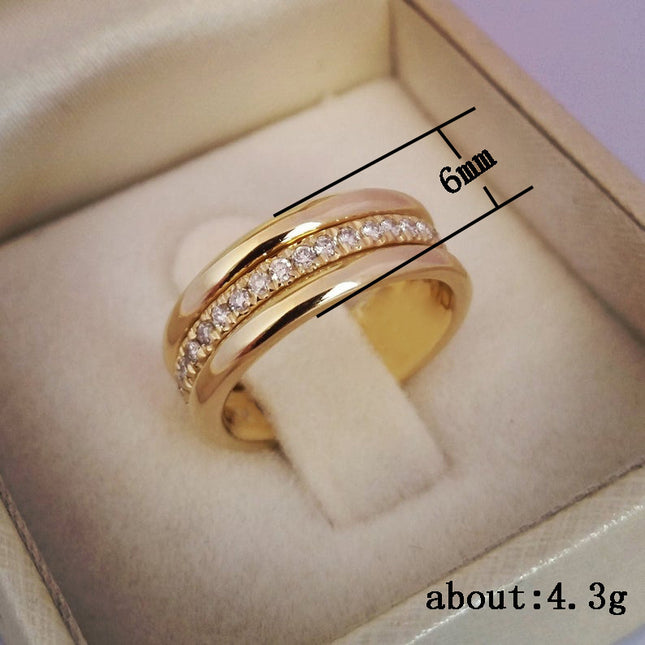 Simple Golden Sliver Rhinestones Ring Copper Plated RIngs Fashion Jewellery