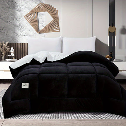 1pc Solid Color Thick Soft Comforter Lamb Quilt, Ultra Breathable All Season Cover Quilt Double-Sided,