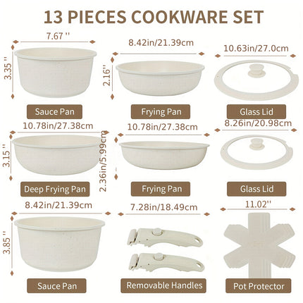 13pcs Pots And Pans Set, Nonstick Granite Cookware Set,