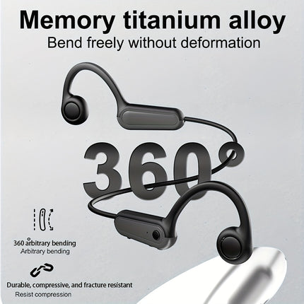 Wireless Bone Conduction Headphones - 15H Playtime, Sweatproof Sports Earbuds with Mic
