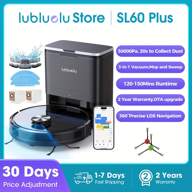 Lubluelu SL60 Plus Robot Vacuum with Self-Emptying Feature, 4500Pa Suction Power