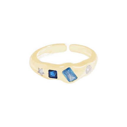 Sweet And Edgy Colorful Zircon-inlaid Adjustable Open Ring