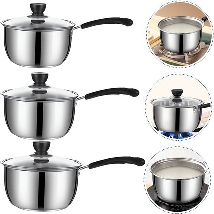 3pcs Stainless Steel Saucepans Cookware Set