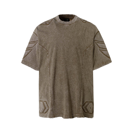 Mech design washed T-shirt for men