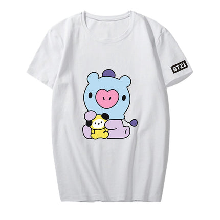 Bulletproof Youth League Q Version Cartoon Animation Around Short-Sleeved T-Shirt Men And Women Tops Summer Clothes