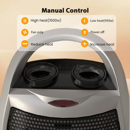 400W/800W Rapid Heating Oscillating Space Heater - Electric Space Heaters with 2-Level Heating,