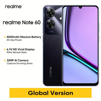 Realme Note 60 Unlocked Cellphone 3GB+64GB/4GB+128GB/6GB+128GB Global Version, 4G LTE,