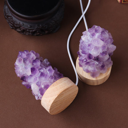 Natural Amethyst Vug Tooth Flower Mini Night Light Usb Plug-in