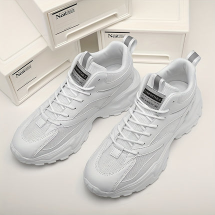 Men'S Casual Sneakers, Solid Color, Breathable Mesh Upper & Inner, EVA Sole, Cloth Insole