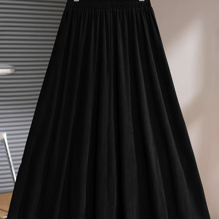 Plus Size, Women's Plus Size Winter Maxi Skirt - Elegant Wide Swing Skirt with Ruffle Hem