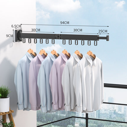Folding Clothes Hanger Wall Mount Retractable Cloth Drying Rack Indoor & Outdoor Space Saving Aluminum Home Laundry Clothesline