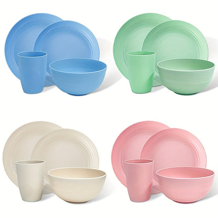 4pcs High-Quality Plastic Cutlery Set  Safe, Reusable, Unbreakable Complete Set of Shatter-Proof Plates