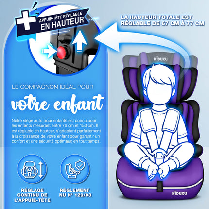 Child Car Seat 9-36 Kg (1-12 Years) with Cushion for Child Seat - ECE R129/03 Car Seat, Group 1/2/3 Child Car Seat 5