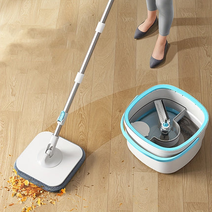 4PCS/SET rotating square mop set, equipped with mop bucket+2 washable and reusable ultra-fine fiber mops