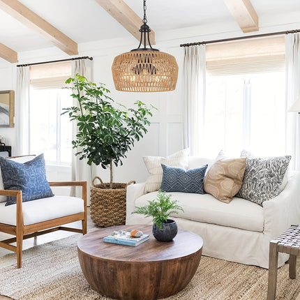 Light, Suitable for Dining Room, 3/5 Bohemians Style Woven Paper Rope Ceiling Hanging Lamp