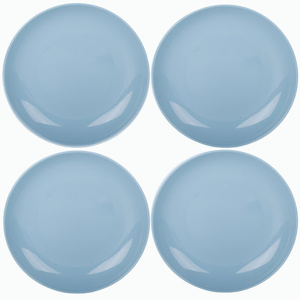 4 Unbreakable 9-Inch Plastic Plates, Microwave And Dishwasher Safe, Dinnerware Set for Home RV Party (Blue Series)