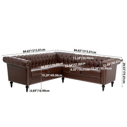 Modern Light Luxury Style, Chesterfield PU Material L-shaped Corner Multi Person Sofa