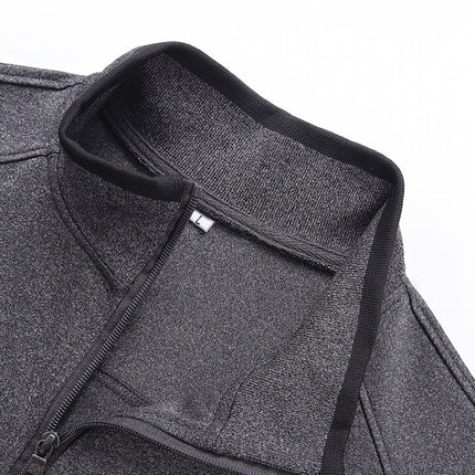 Sports Suit Men's Spring Casual Sports Wear Long Sleeve Open Chest Stand Collar Middle Aged Dad Autumn Coat