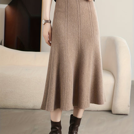 A Half-Length Skirt, Wool Skirt, Golden Ingot Stitch, Top, Stylish And Minimalist, Pleated Skirt, Wool Sweater