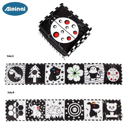 Baby Crib Early Education Educational Toys Double-sided Black And White Cloth Book