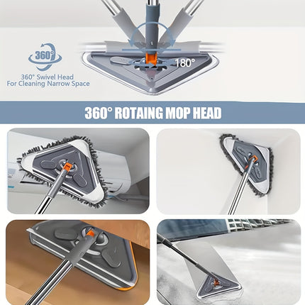 Mop With Handle Adjustable Ceiling Cleaning Mop With 6 Replaceable Mop Cloth, 360° Rotating