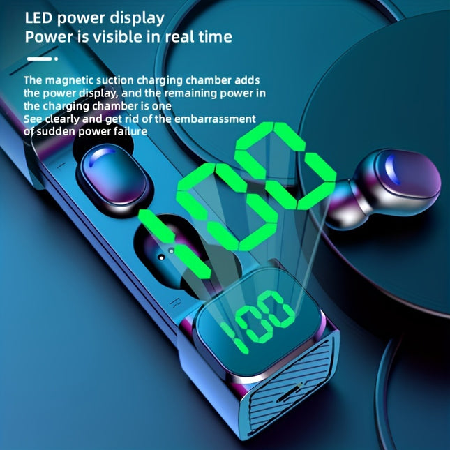 Wireless Earphones - Home Audio Headphones with LED Display, Touch Control