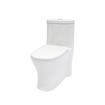 Ceramic One-Piece Toilet for Bathroom, 12-inch Rough-In, Dual Flush 1.22/1.6 GPF, Soft-Closing Seat, White, Ceramic, 26.56 x 14.31 x 30.31 inches