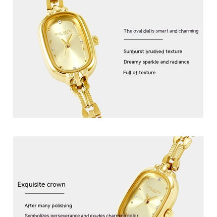 Medieval Small Retro Small Golden Watch Oval Light Luxury Artistic Fashion Quartz